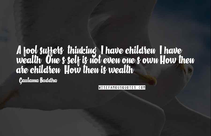Gautama Buddha Quotes: A fool suffers, thinking,"I have children! I have wealth!"One's self is not even one's own.How then are children? How then is wealth?