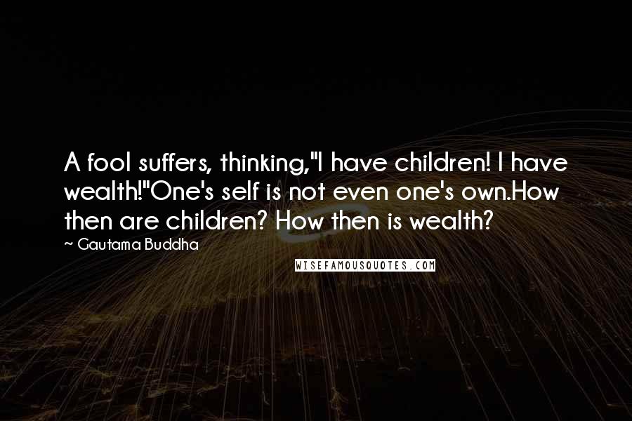 Gautama Buddha Quotes: A fool suffers, thinking,"I have children! I have wealth!"One's self is not even one's own.How then are children? How then is wealth?