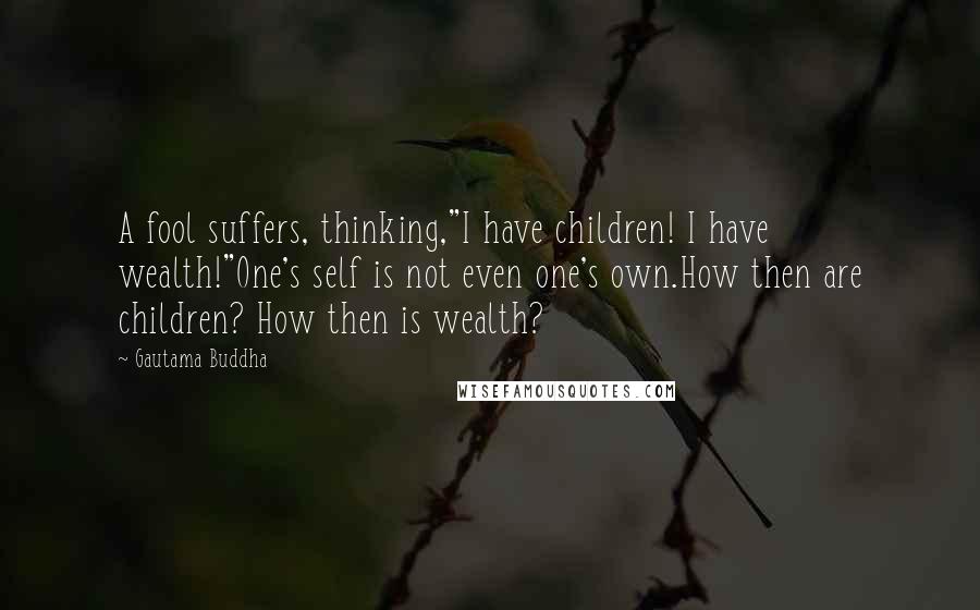 Gautama Buddha Quotes: A fool suffers, thinking,"I have children! I have wealth!"One's self is not even one's own.How then are children? How then is wealth?