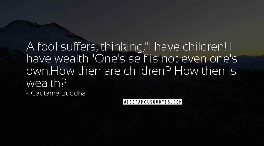 Gautama Buddha Quotes: A fool suffers, thinking,"I have children! I have wealth!"One's self is not even one's own.How then are children? How then is wealth?