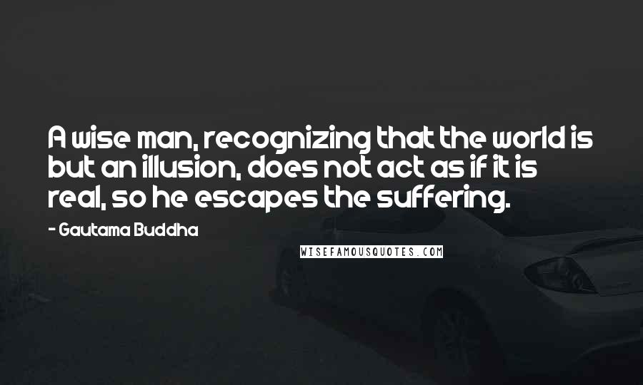 Gautama Buddha Quotes: A wise man, recognizing that the world is but an illusion, does not act as if it is real, so he escapes the suffering.