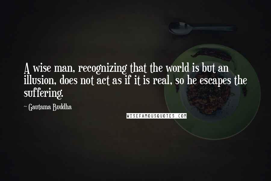 Gautama Buddha Quotes: A wise man, recognizing that the world is but an illusion, does not act as if it is real, so he escapes the suffering.