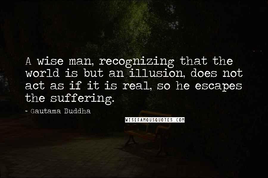 Gautama Buddha Quotes: A wise man, recognizing that the world is but an illusion, does not act as if it is real, so he escapes the suffering.