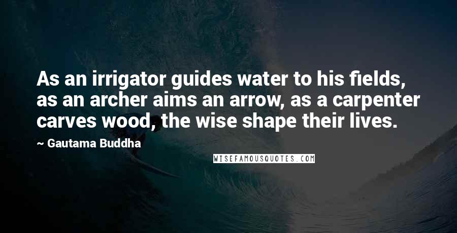 Gautama Buddha Quotes: As an irrigator guides water to his fields, as an archer aims an arrow, as a carpenter carves wood, the wise shape their lives.