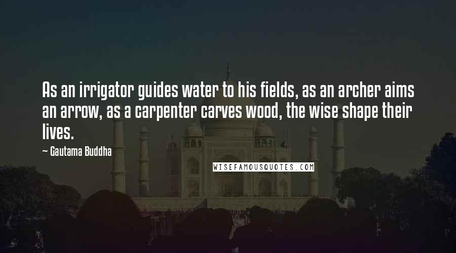 Gautama Buddha Quotes: As an irrigator guides water to his fields, as an archer aims an arrow, as a carpenter carves wood, the wise shape their lives.