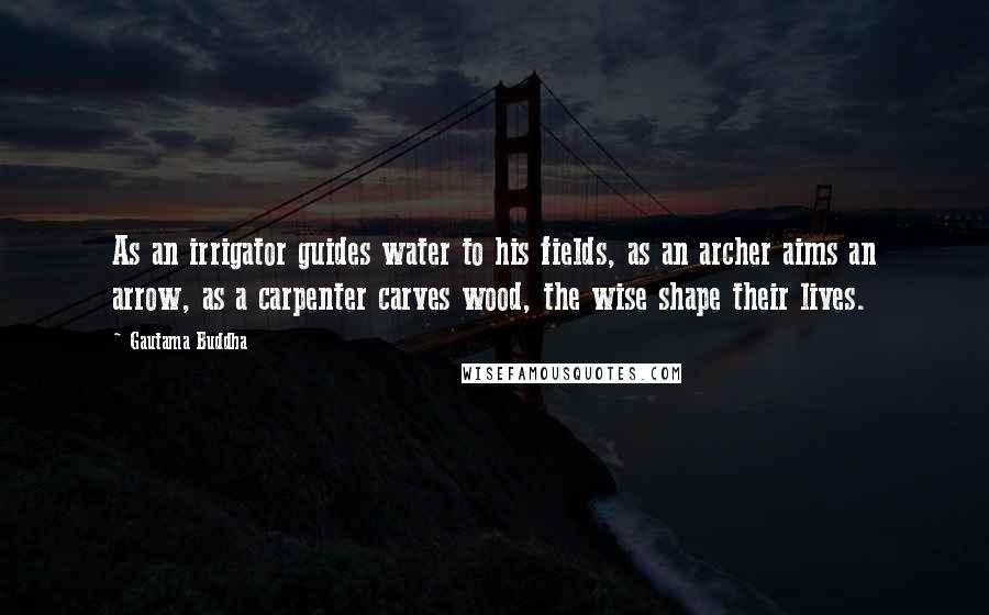 Gautama Buddha Quotes: As an irrigator guides water to his fields, as an archer aims an arrow, as a carpenter carves wood, the wise shape their lives.