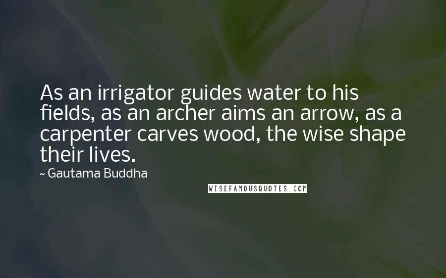 Gautama Buddha Quotes: As an irrigator guides water to his fields, as an archer aims an arrow, as a carpenter carves wood, the wise shape their lives.