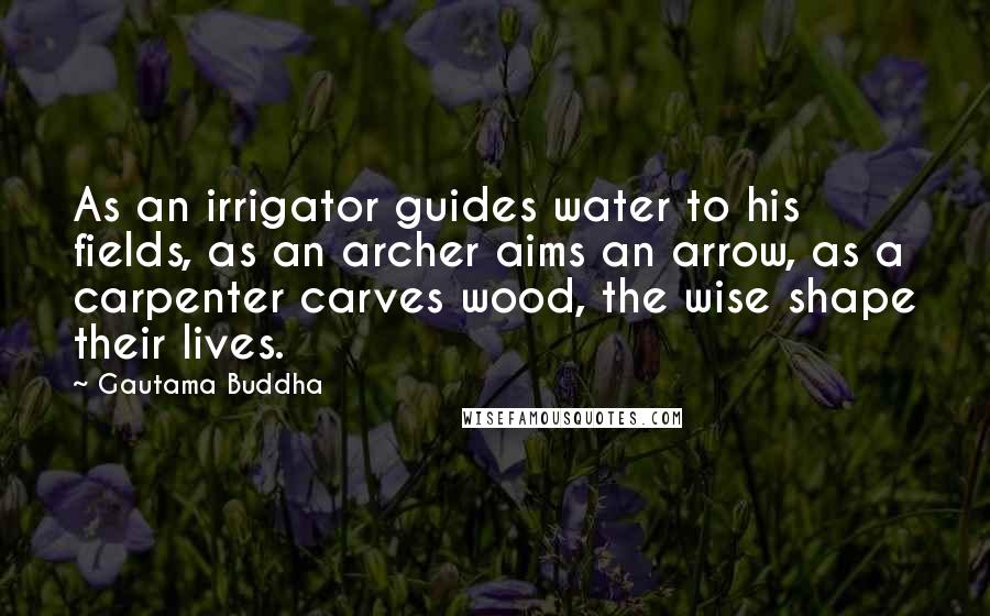 Gautama Buddha Quotes: As an irrigator guides water to his fields, as an archer aims an arrow, as a carpenter carves wood, the wise shape their lives.