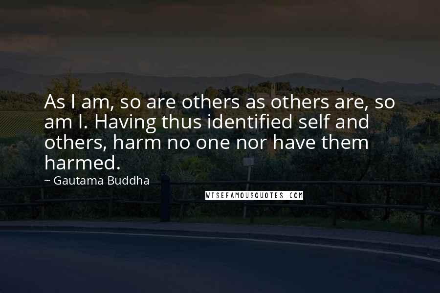 Gautama Buddha Quotes: As I am, so are others as others are, so am I. Having thus identified self and others, harm no one nor have them harmed.