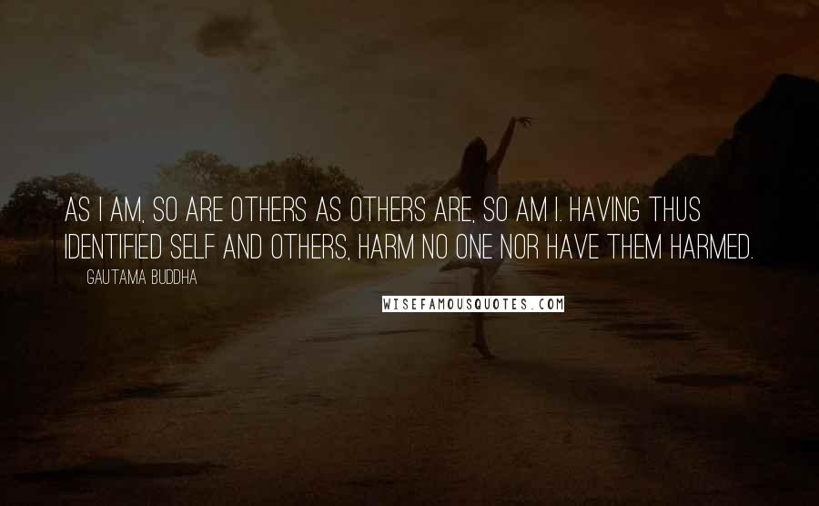 Gautama Buddha Quotes: As I am, so are others as others are, so am I. Having thus identified self and others, harm no one nor have them harmed.