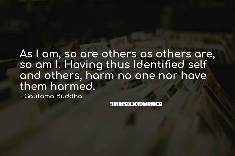 Gautama Buddha Quotes: As I am, so are others as others are, so am I. Having thus identified self and others, harm no one nor have them harmed.