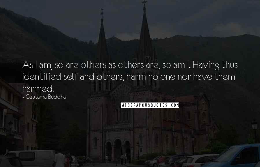 Gautama Buddha Quotes: As I am, so are others as others are, so am I. Having thus identified self and others, harm no one nor have them harmed.