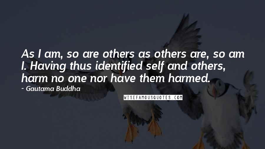 Gautama Buddha Quotes: As I am, so are others as others are, so am I. Having thus identified self and others, harm no one nor have them harmed.