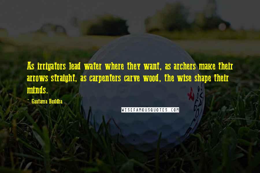 Gautama Buddha Quotes: As irrigators lead water where they want, as archers make their arrows straight, as carpenters carve wood, the wise shape their minds.