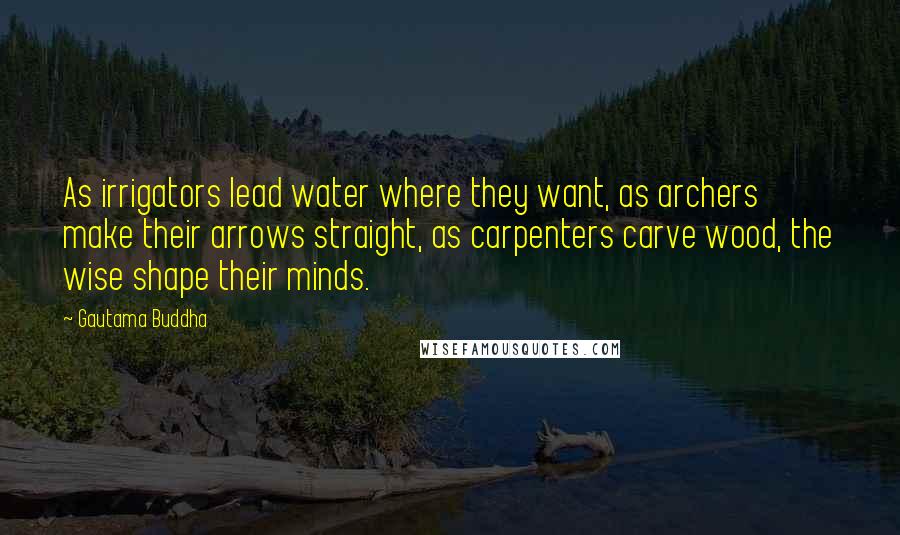 Gautama Buddha Quotes: As irrigators lead water where they want, as archers make their arrows straight, as carpenters carve wood, the wise shape their minds.