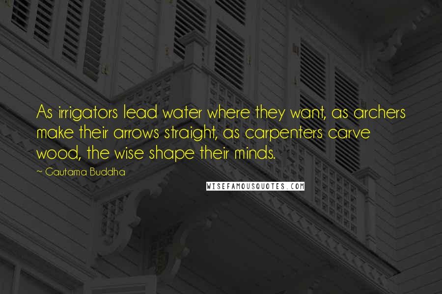 Gautama Buddha Quotes: As irrigators lead water where they want, as archers make their arrows straight, as carpenters carve wood, the wise shape their minds.