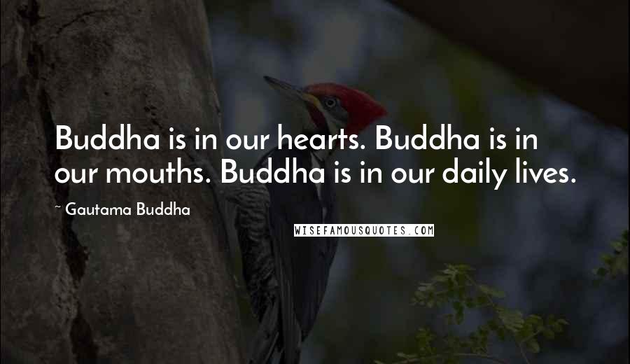 Gautama Buddha Quotes: Buddha is in our hearts. Buddha is in our mouths. Buddha is in our daily lives.