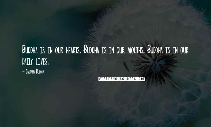 Gautama Buddha Quotes: Buddha is in our hearts. Buddha is in our mouths. Buddha is in our daily lives.