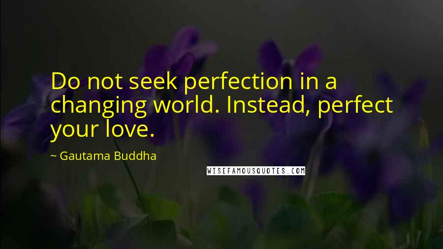 Gautama Buddha Quotes: Do not seek perfection in a changing world. Instead, perfect your love.