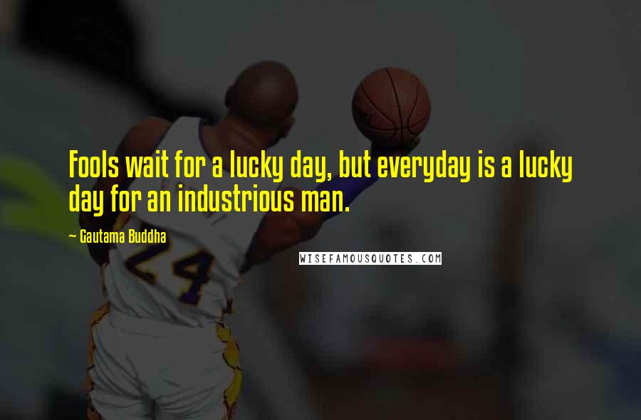 Gautama Buddha Quotes: Fools wait for a lucky day, but everyday is a lucky day for an industrious man.