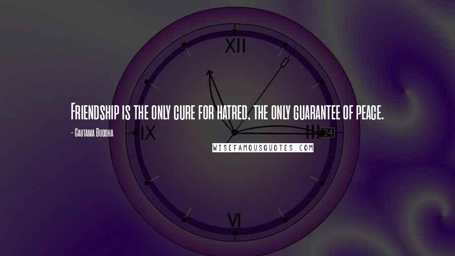 Gautama Buddha Quotes: Friendship is the only cure for hatred, the only guarantee of peace.