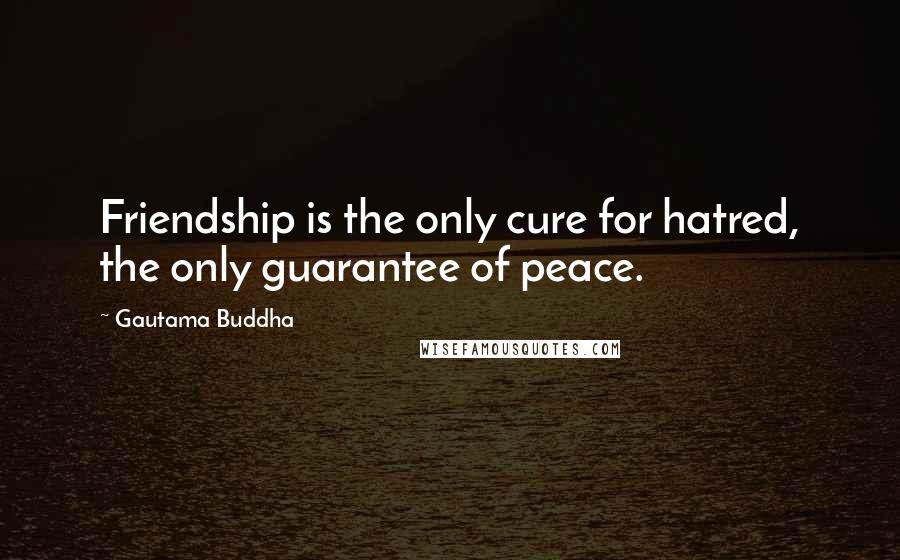 Gautama Buddha Quotes: Friendship is the only cure for hatred, the only guarantee of peace.