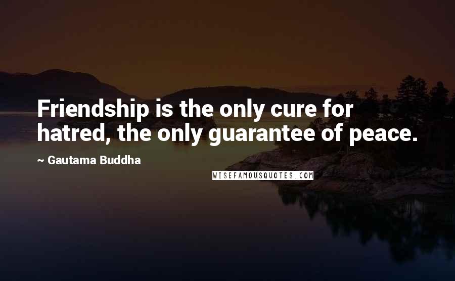 Gautama Buddha Quotes: Friendship is the only cure for hatred, the only guarantee of peace.