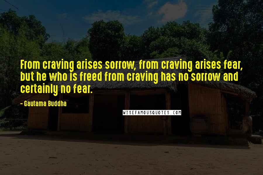 Gautama Buddha Quotes: From craving arises sorrow, from craving arises fear, but he who is freed from craving has no sorrow and certainly no fear.