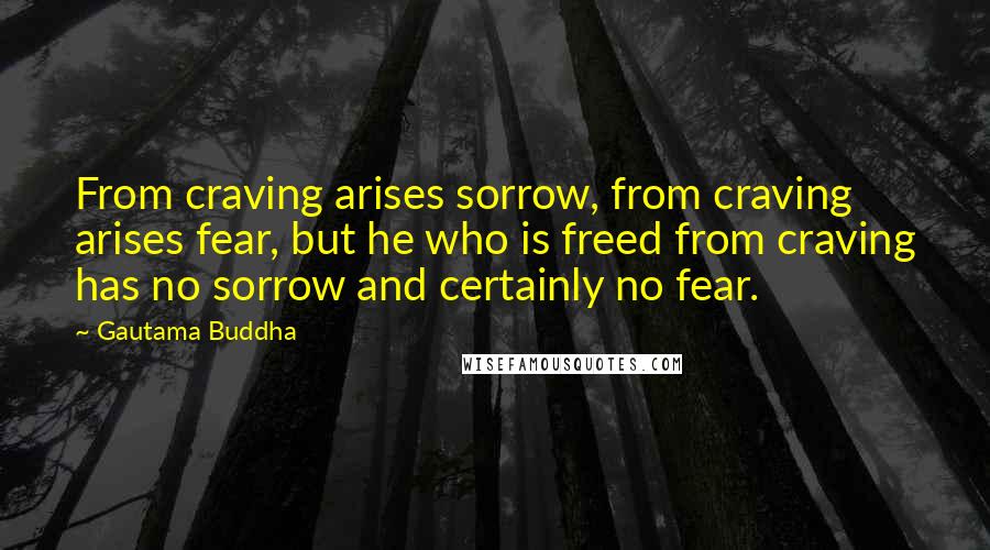 Gautama Buddha Quotes: From craving arises sorrow, from craving arises fear, but he who is freed from craving has no sorrow and certainly no fear.
