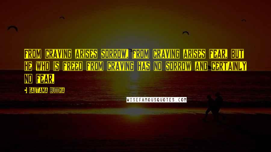 Gautama Buddha Quotes: From craving arises sorrow, from craving arises fear, but he who is freed from craving has no sorrow and certainly no fear.