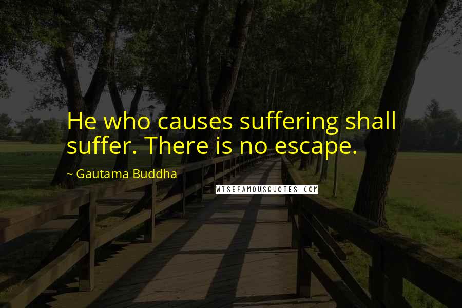 Gautama Buddha Quotes: He who causes suffering shall suffer. There is no escape.