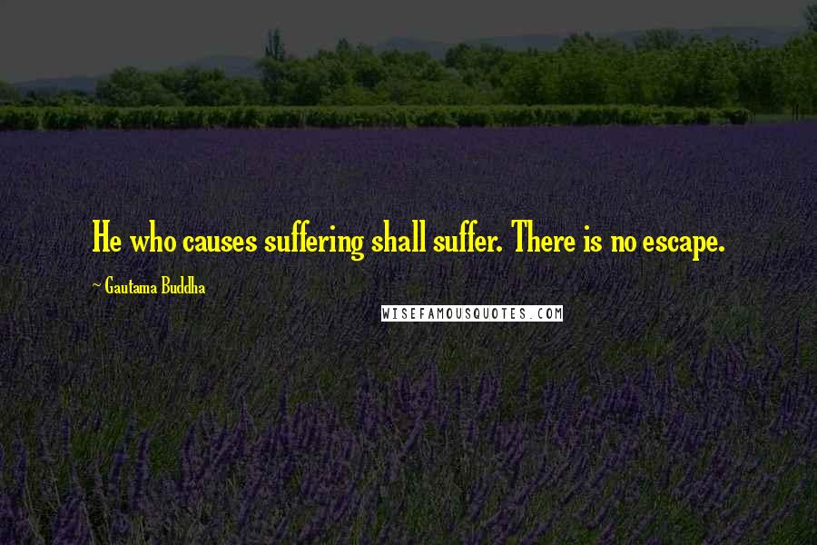 Gautama Buddha Quotes: He who causes suffering shall suffer. There is no escape.