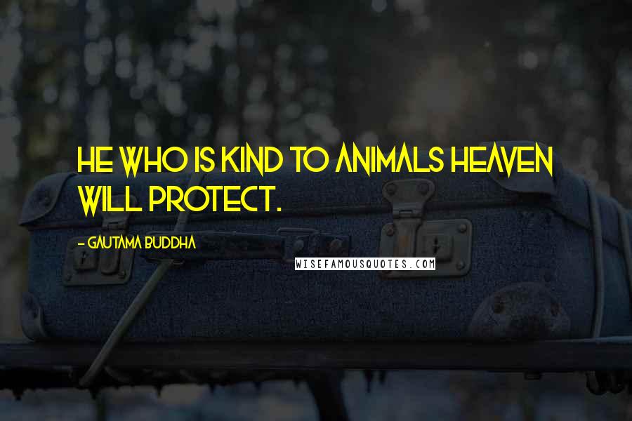 Gautama Buddha Quotes: He who is kind to animals heaven will protect.