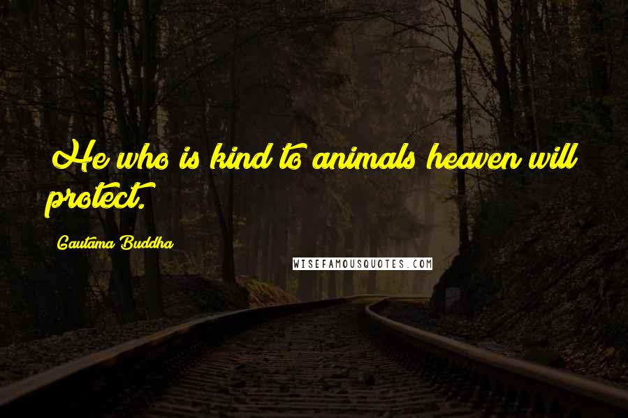 Gautama Buddha Quotes: He who is kind to animals heaven will protect.