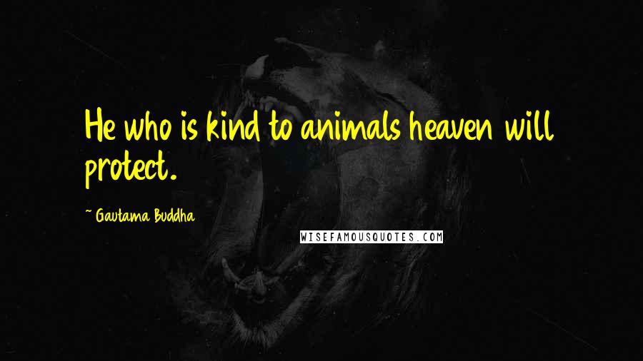 Gautama Buddha Quotes: He who is kind to animals heaven will protect.