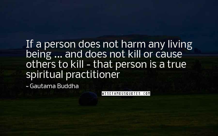 Gautama Buddha Quotes: If a person does not harm any living being ... and does not kill or cause others to kill - that person is a true spiritual practitioner