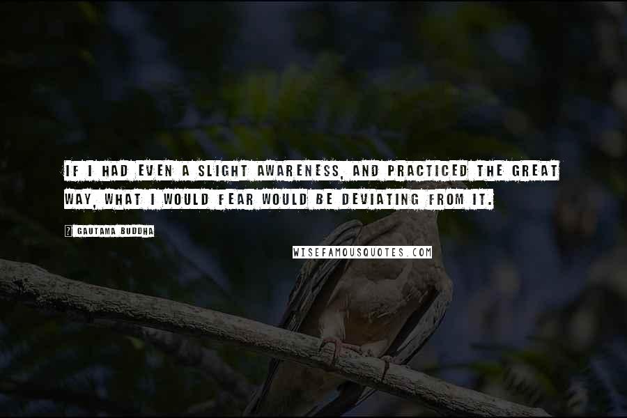 Gautama Buddha Quotes: If I had even a slight awareness, and practiced the Great Way, what I would fear would be deviating from it.