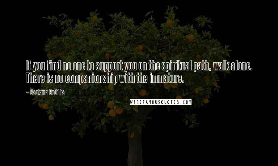 Gautama Buddha Quotes: If you find no one to support you on the spiritual path, walk alone. There is no companionship with the immature.