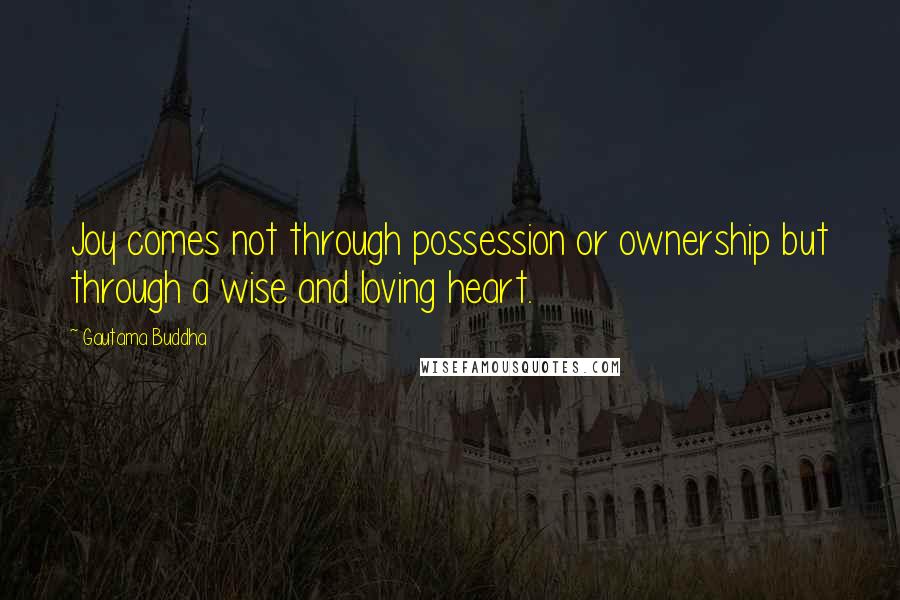 Gautama Buddha Quotes: Joy comes not through possession or ownership but through a wise and loving heart.