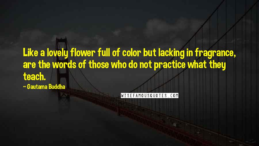 Gautama Buddha Quotes: Like a lovely flower full of color but lacking in fragrance, are the words of those who do not practice what they teach.