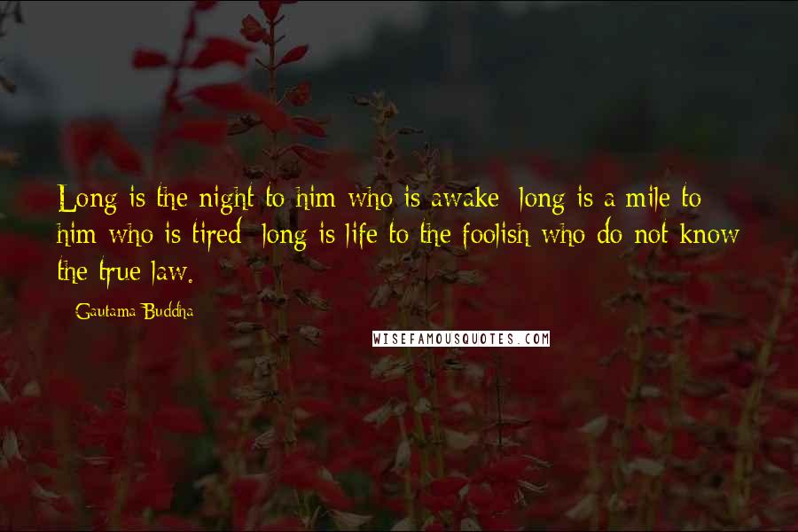 Gautama Buddha Quotes: Long is the night to him who is awake; long is a mile to him who is tired; long is life to the foolish who do not know the true law.