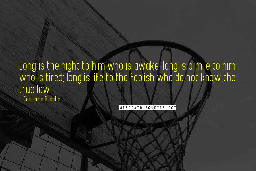 Gautama Buddha Quotes: Long is the night to him who is awake; long is a mile to him who is tired; long is life to the foolish who do not know the true law.