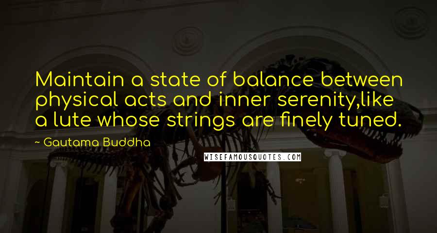 Gautama Buddha Quotes: Maintain a state of balance between physical acts and inner serenity,like a lute whose strings are finely tuned.