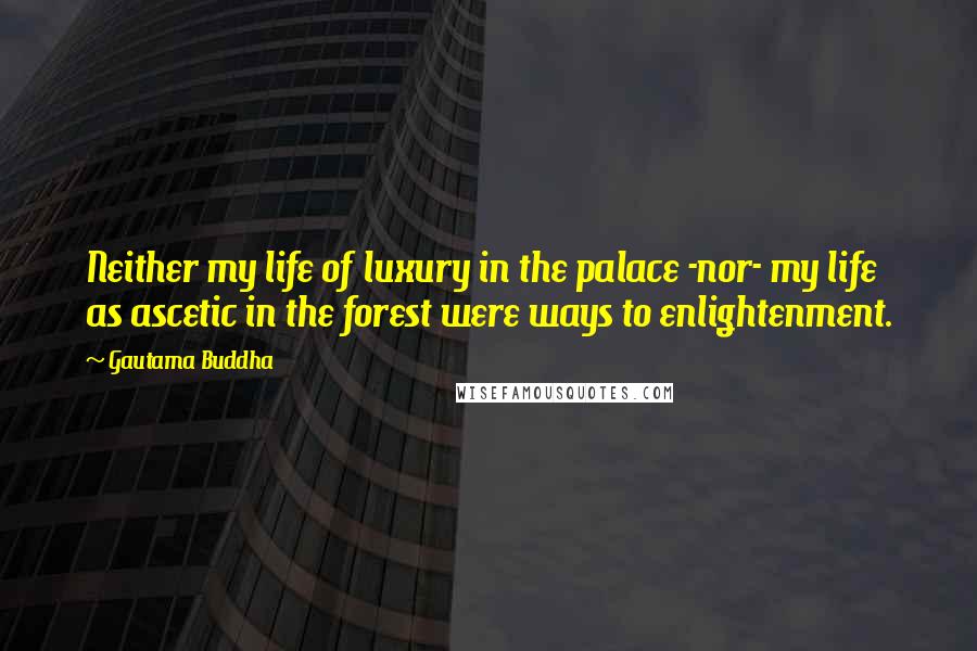 Gautama Buddha Quotes: Neither my life of luxury in the palace -nor- my life as ascetic in the forest were ways to enlightenment.