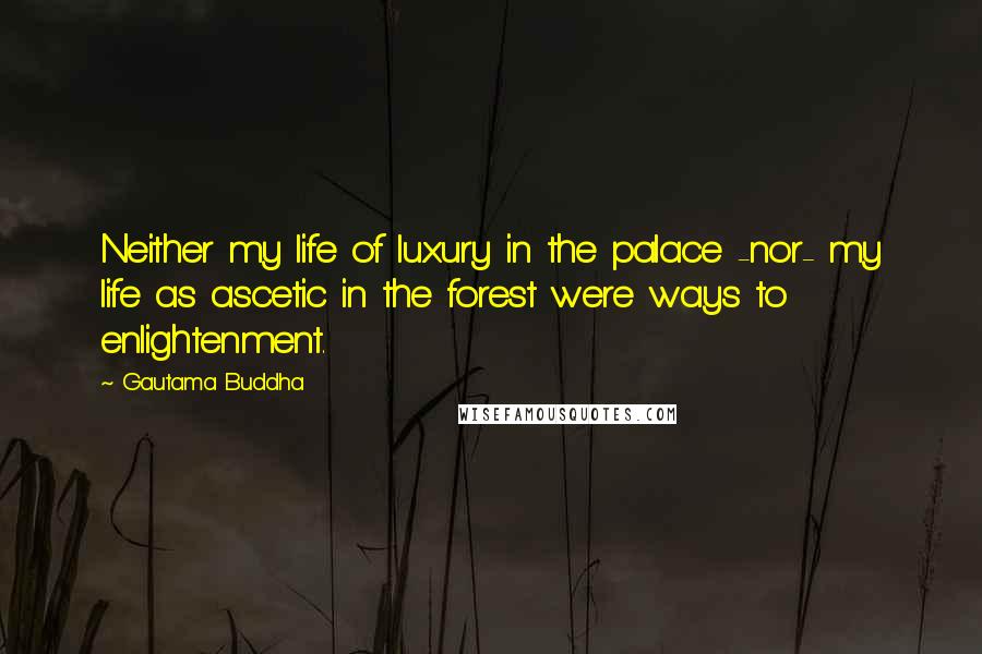 Gautama Buddha Quotes: Neither my life of luxury in the palace -nor- my life as ascetic in the forest were ways to enlightenment.