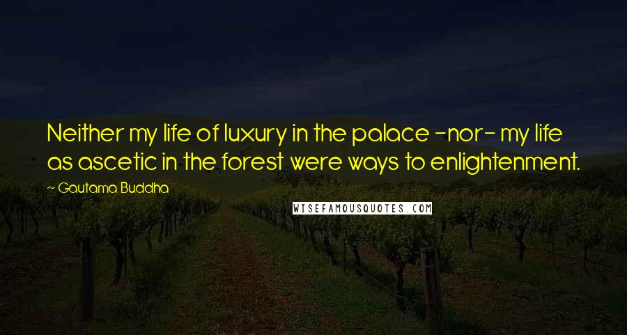 Gautama Buddha Quotes: Neither my life of luxury in the palace -nor- my life as ascetic in the forest were ways to enlightenment.