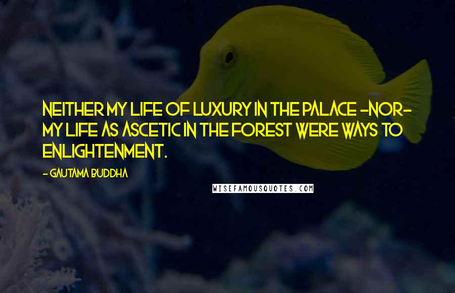 Gautama Buddha Quotes: Neither my life of luxury in the palace -nor- my life as ascetic in the forest were ways to enlightenment.