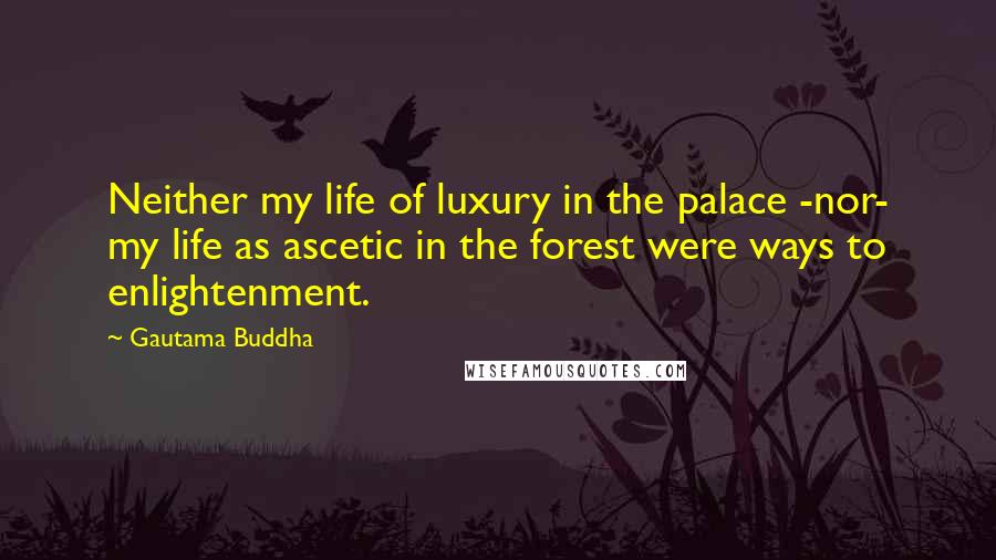 Gautama Buddha Quotes: Neither my life of luxury in the palace -nor- my life as ascetic in the forest were ways to enlightenment.