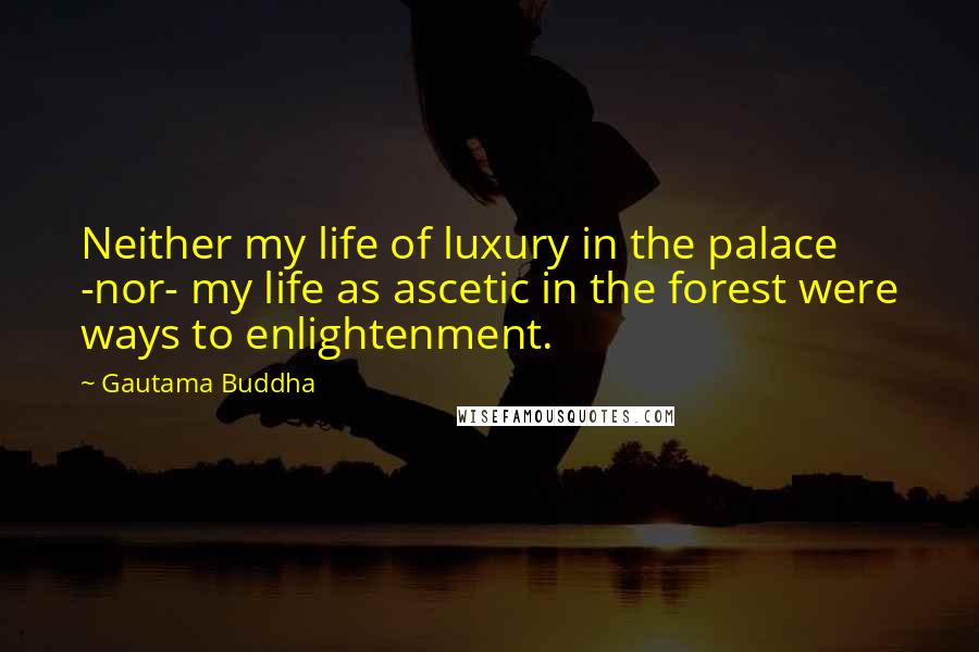 Gautama Buddha Quotes: Neither my life of luxury in the palace -nor- my life as ascetic in the forest were ways to enlightenment.