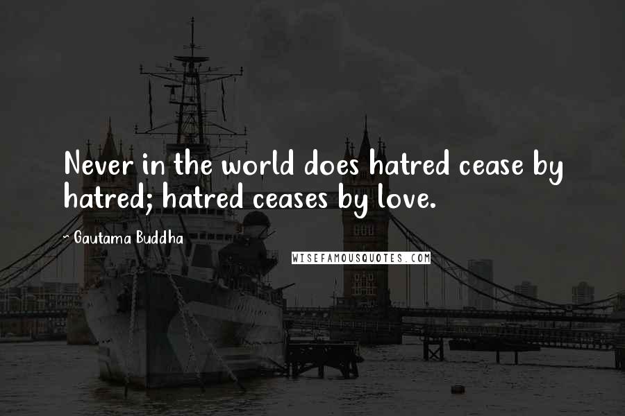 Gautama Buddha Quotes: Never in the world does hatred cease by hatred; hatred ceases by love.